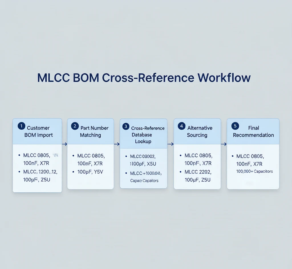 MLCC cross reference and BOM sourcing workflow for multi-brand alternatives
